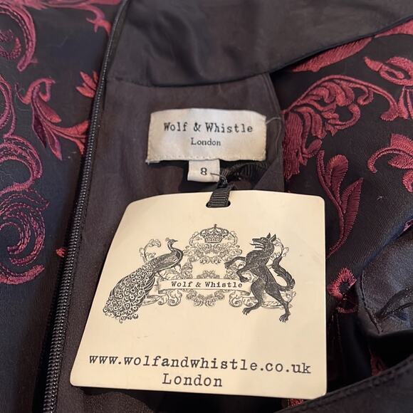 Wolf & Whistle London Halter Sheath Dress Red Jacquard size - Picture 9 of 11